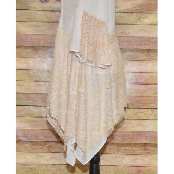 Ryu Ladies S Cream Lace Trim Blouse 3/4 Bell Sleeves Tunic Boho Fairy Cottage - Picture 7 of 13